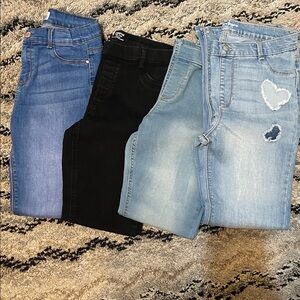 Stylish Girls Jeans - Light Blue, Medium Blue, Black and Medium with hearts